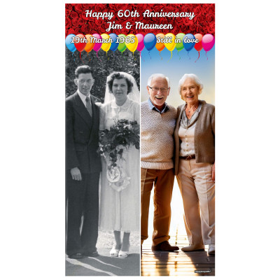 with Balloon Design (Roses) 200cm x 110cm (Personalised with Text)