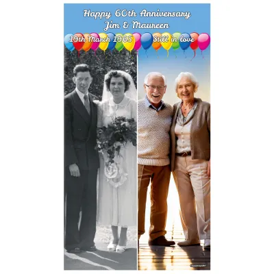 with Balloon Design (Sky Blue) 150cm x 110cm (70gsm) (Personalised with Text)