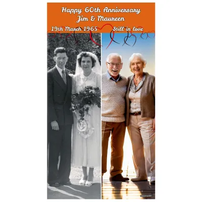 with Hearts Design (Orange) 200cm x 110cm (Personalised with Text)