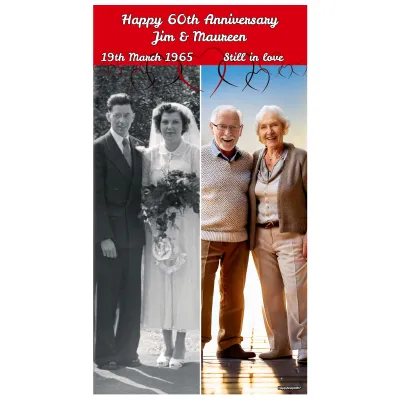 with Hearts Design (Red) 200cm x 110cm (Personalised with Text)