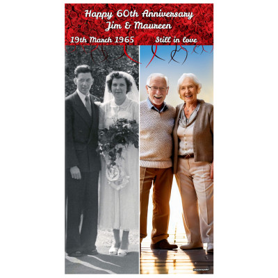 with Hearts Design (Roses) 150cm x 110cm (70gsm) (Personalised with Text)