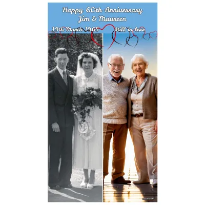 with Hearts Design (Sky Blue) 150cm x 110cm (70gsm) (Personalised with Text)