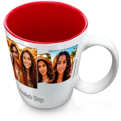 (XL 15oz  Red) with 5 Photos (Personalised with Text)