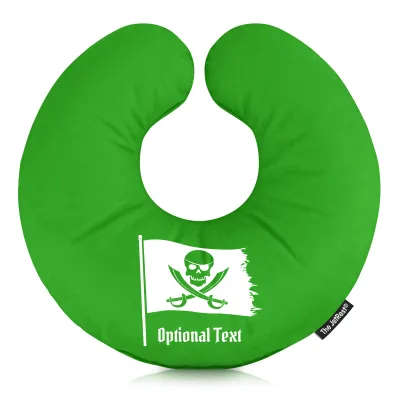 (25cm) (Pirate Design) Bright Green Soft Velvet Polyester Fabric (Personalised with Text)