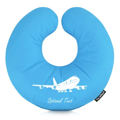 (25cm) (Plane Icon) Sky Blue Soft Velvet Polyester Fabric (Personalised with Text)