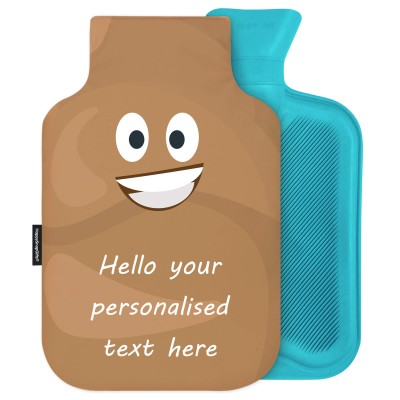2 Litre Generic Bottle (Stock Available Colours) - Happy Poo  Soft Velvet Polyester Fabric Removable Cover (Optional Personalised Gift Text)