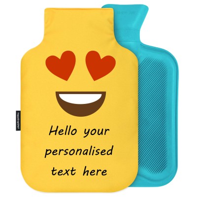 - 2 Litre (Random Coloured Bottle) - Love Heart Eyes Soft Velvet Polyester Fabric Removable Cover (Personalised with Text)