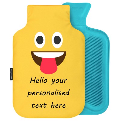 - 2 Litre (Random Coloured Bottle) - Tongue Out Soft Velvet Polyester Fabric Removable Cover (Personalised with Text)