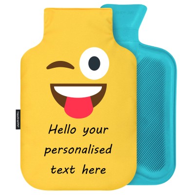 - 2 Litre (Random Coloured Bottle) - Tongue with a Wink Soft Velvet Polyester Fabric Removable Cover (Personalised with Text)