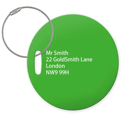 (10cm Circle) Bright Green with Metal Loop (Personalised with Text)
