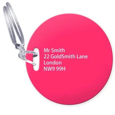 (10cm Circle) Hot Pink (Fuchsia) with Clear Loop (Personalised with Text)