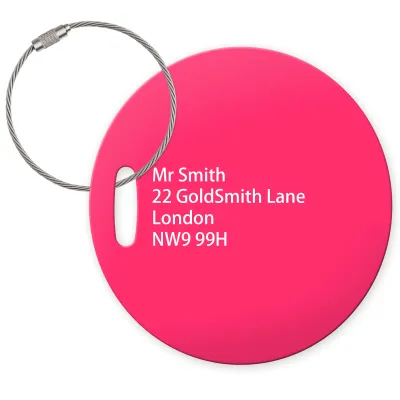 (10cm Circle) Hot Pink (Fuchsia) with Metal Loop (Personalised with Text)