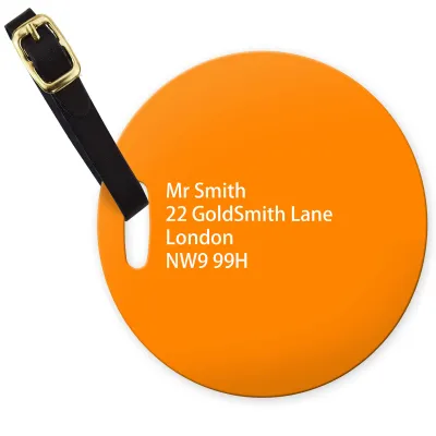 (10cm Circle) Burnt Orange with Leather Strap (Personalised with Text)