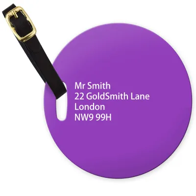 (10cm Circle) Purple with Leather Strap (Personalised with Text)