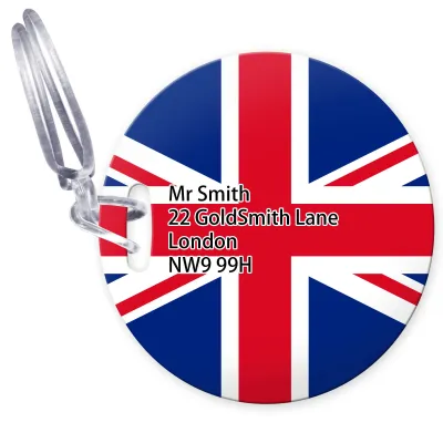 (10cm Circle) - Union Jack with Clear Loop (Personalised with Text)