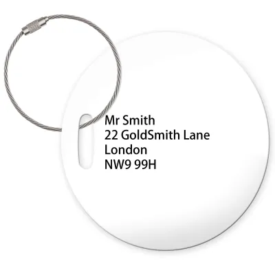 (10cm Circle) White with Metal Loop (Personalised with Text)