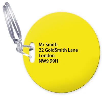 (10cm Circle) Yellow with Clear Loop (Personalised with Text)