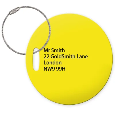 (10cm Circle) Yellow with Metal Loop (Personalised with Text)
