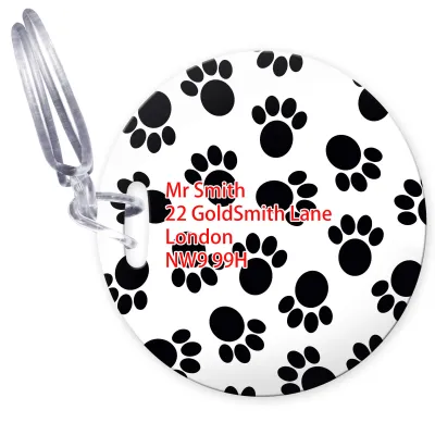 (10cm Circle) - Paws Print with Clear Loop (Personalised with Text)