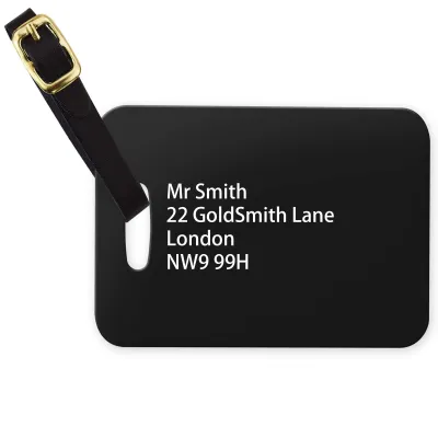 (10cm x 7cm) Black with Leather Strap (Personalised with Text)