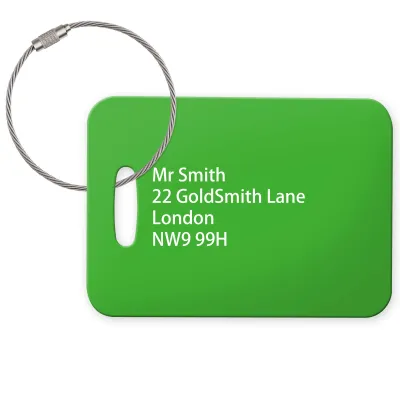 (10cm x 7cm) Bright Green with Metal Loop (Personalised with Text)