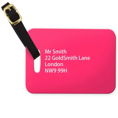 (10cm x 7cm) Hot Pink (Fuchsia) with Leather Strap (Personalised with Text)