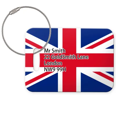 (10cm x 7cm) - Union Jack with Metal Loop (Personalised with Text)