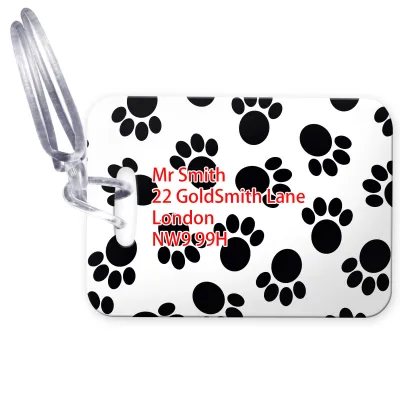 (10cm x 7cm) - Paws Print with Clear Loop (Personalised with Text)