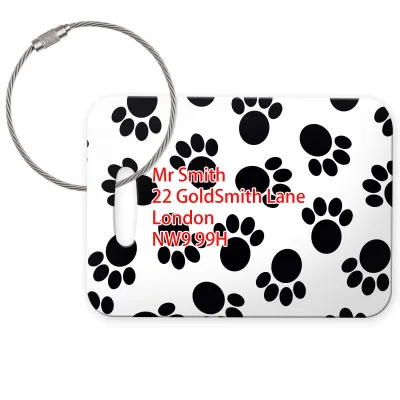 (10cm x 7cm) - Paws Print with Metal Loop (Personalised with Text)