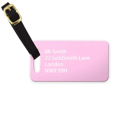 (9cm x 4.5cm) Baby Pink with Leather Strap (Personalised with Text)