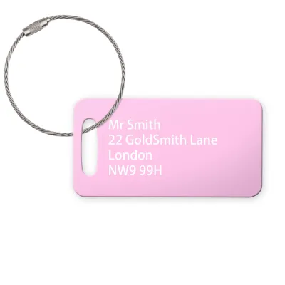 (9cm x 4.5cm) Baby Pink with Metal Loop (Personalised with Text)