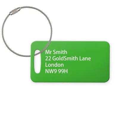 (9cm x 4.5cm) Bright Green with Metal Loop (Personalised with Text)