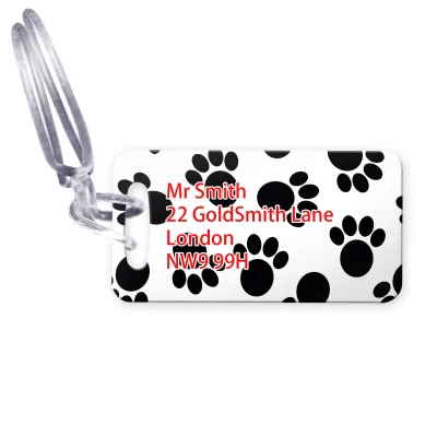 (9cm x 4.5cm) - Paws Print with Clear Loop (Personalised with Text)