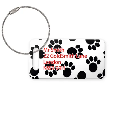 (9cm x 4.5cm) - Paws Print with Metal Loop (Personalised with Text)