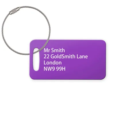 (9cm x 4.5cm) Purple with Metal Loop (Personalised with Text)