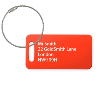 (9cm x 4.5cm) Red with Metal Loop (Personalised with Text)