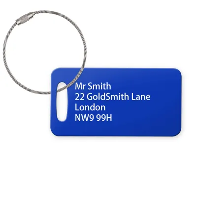 (9cm x 4.5cm) Royal Blue with Metal Loop (Personalised with Text)