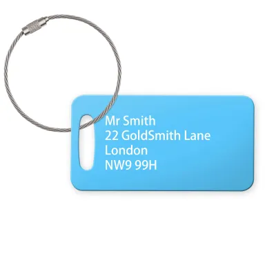 (9cm x 4.5cm) Sky Blue with Metal Loop (Personalised with Text)