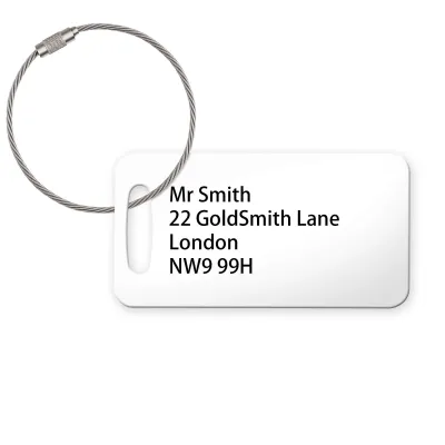 (9cm x 4.5cm) White with Metal Loop (Personalised with Text)