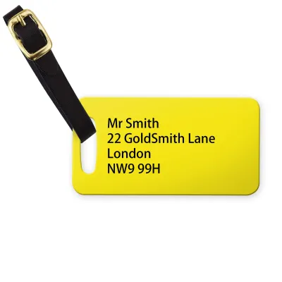 (9cm x 4.5cm) Yellow with Leather Strap (Personalised with Text)