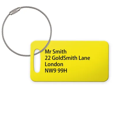 (9cm x 4.5cm) Yellow with Metal Loop (Personalised with Text)