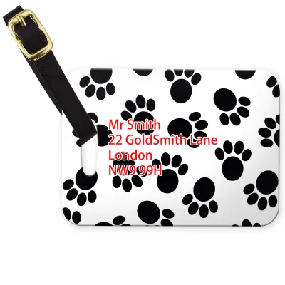 (10cm x 7cm) - Paws Print with Leather Strap (Personalised with Text)