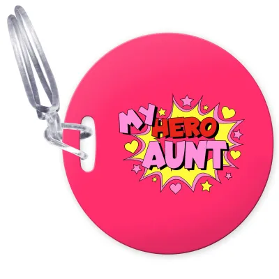 (10cm Circle) (Aunt) with Clear Loop (Personalised with Text)