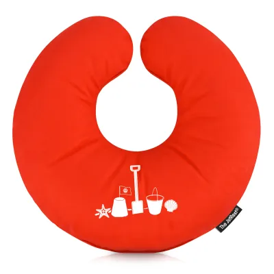 (30cm) (Bucket & Spade Icon) Red Soft Velvet Polyester Fabric (Personalised with Text)