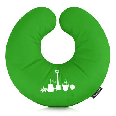(30cm) (Bucket & Spade Icon) Bright Green Soft Velvet Polyester Fabric (Personalised with Text)