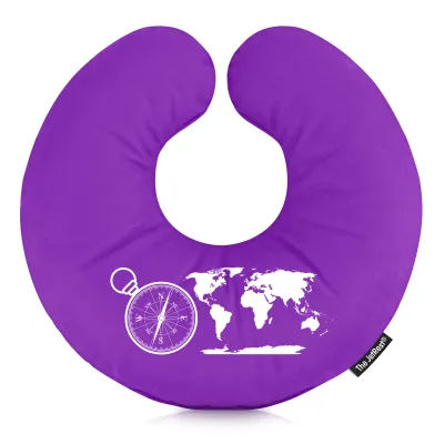 (30cm) (Globe and Compass Icon) Purple Soft Velvet Polyester Fabric (Personalised with Text)