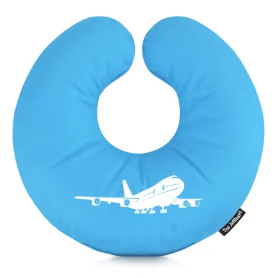(30cm) (Plane Icon) Sky Blue Soft Velvet Polyester Fabric (Personalised with Text)