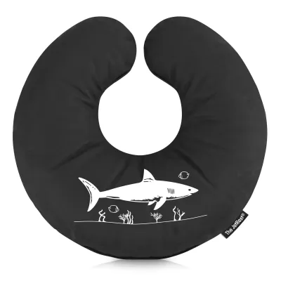(30cm) (Shark Icon) Black Soft Velvet Polyester Fabric (Personalised with Text)