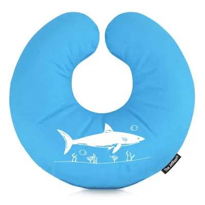 (30cm) (Shark Icon) Sky Blue Soft Velvet Polyester Fabric (Personalised with Text)