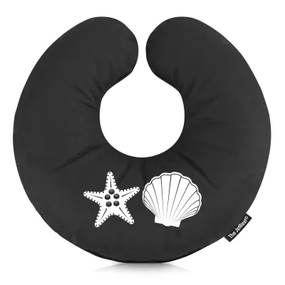 (30cm) (Starfish Icon) Black Soft Velvet Polyester Fabric (Personalised with Text)